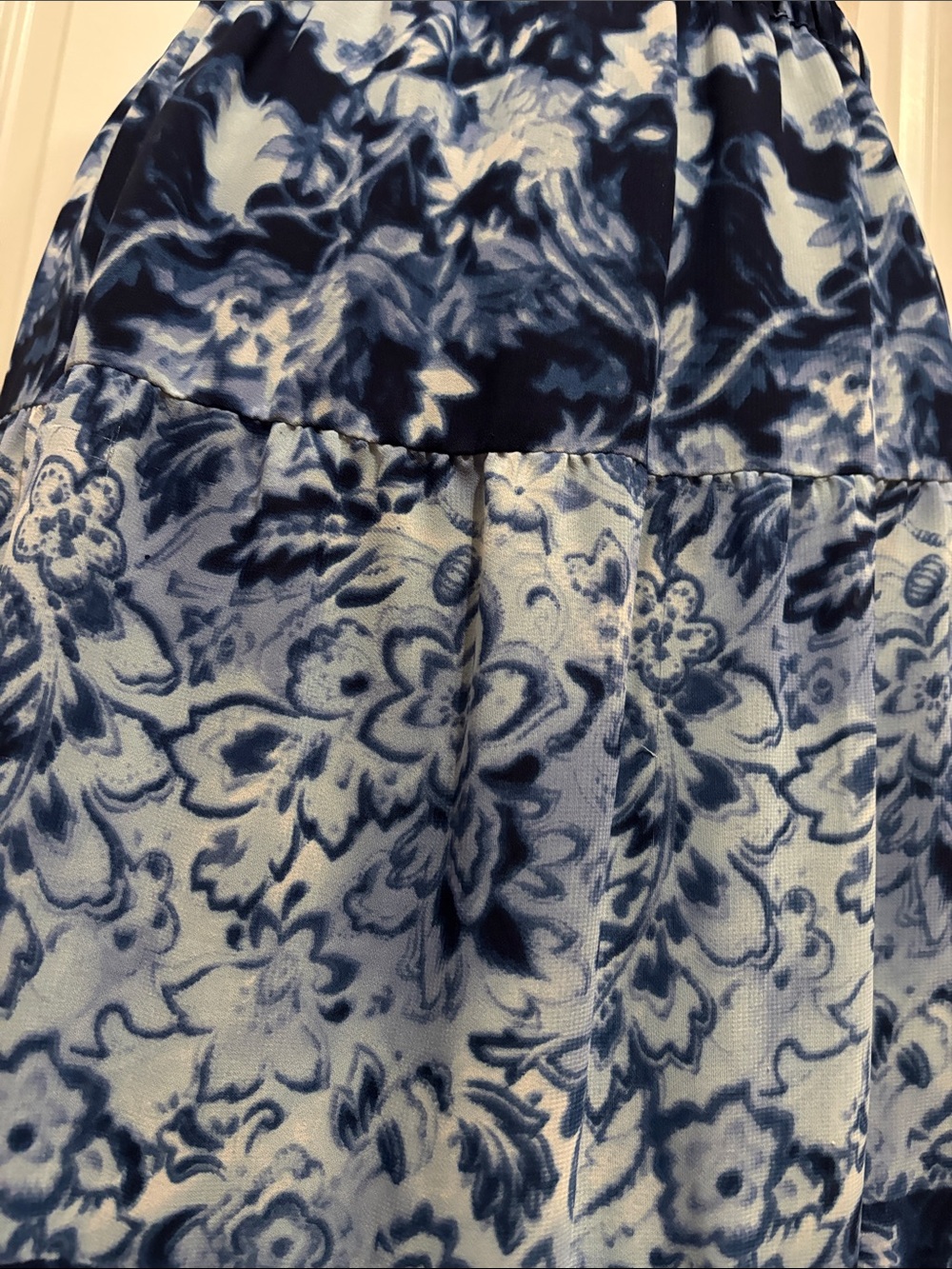 Navy & Light Blue Floral Tiered Maxi Skirt - Women's - Picture 6 of 8